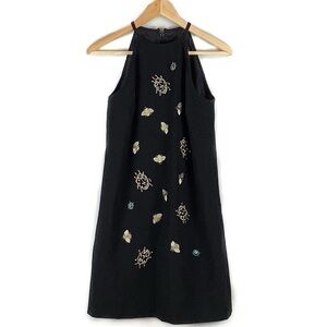 Victoria Beckham x Target Embroidered Bugs Black Cocktail Mini Dress